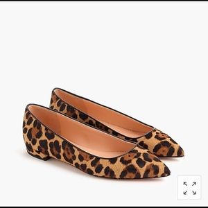 J Crew Pointed-Toe Flats in Leopard Calf Hair